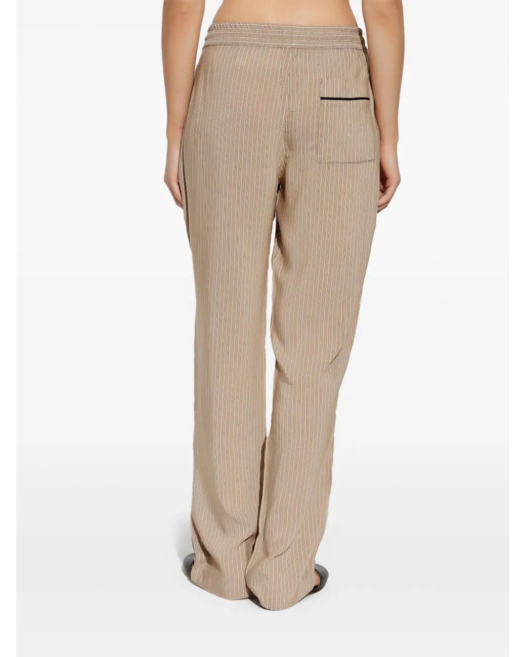 Victoria Beckham Natural Pleat-Detail Pyjama Trousers