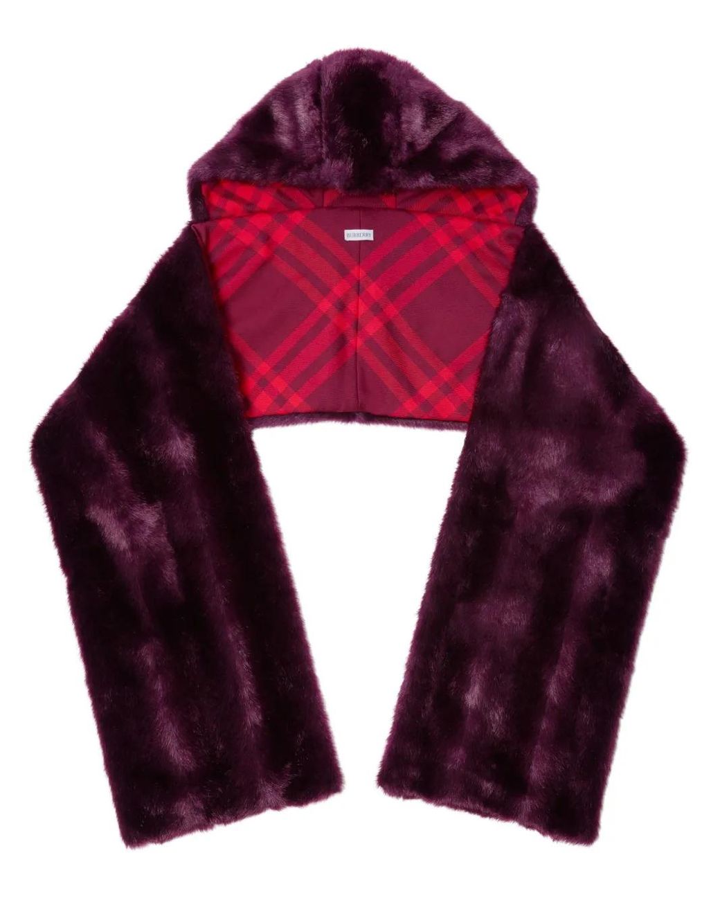 Burberry Red Faux-Fur Hooded Scarf