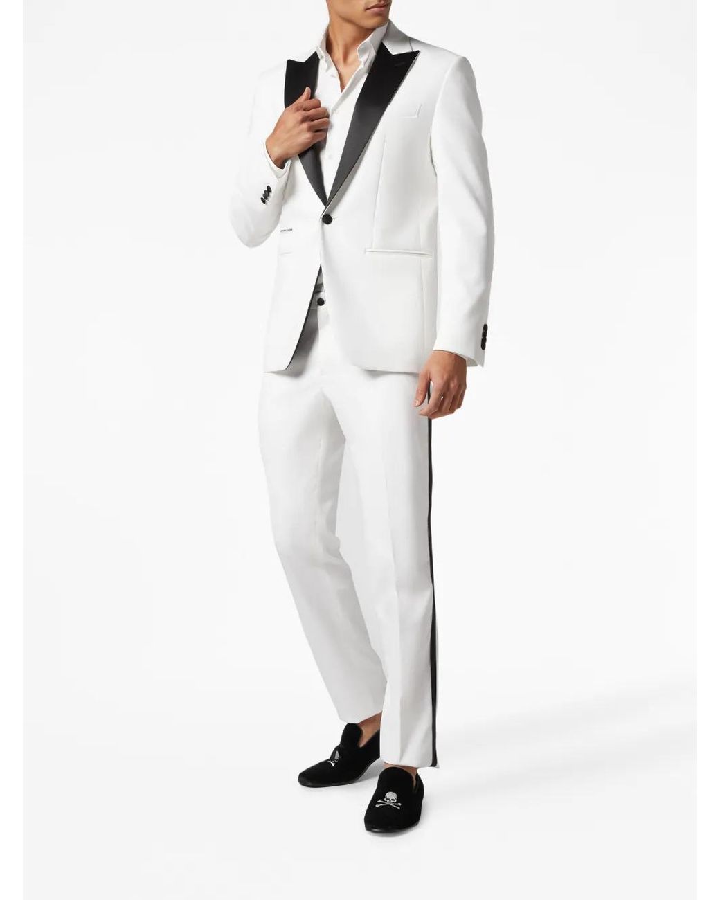 Philipp Plein White Peak-Lapels Single-Breasted Blazer for men