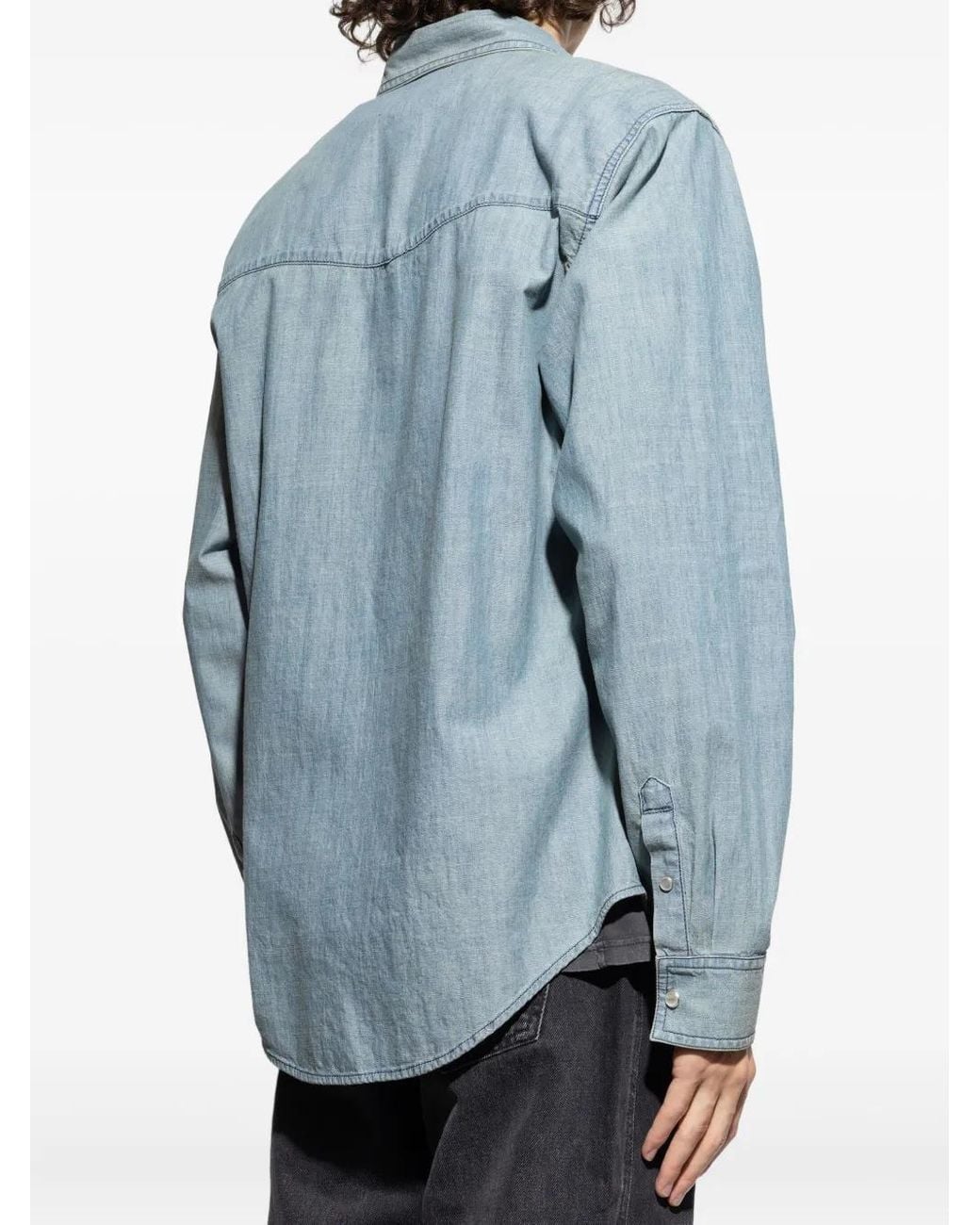 Isabel Marant Blue Double-Pocket Cotton Shirt for men