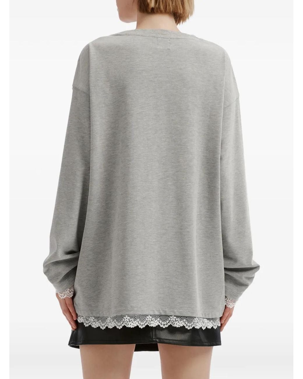 B+ AB Gray Lace-Trim Long-Sleeve T-Shirt