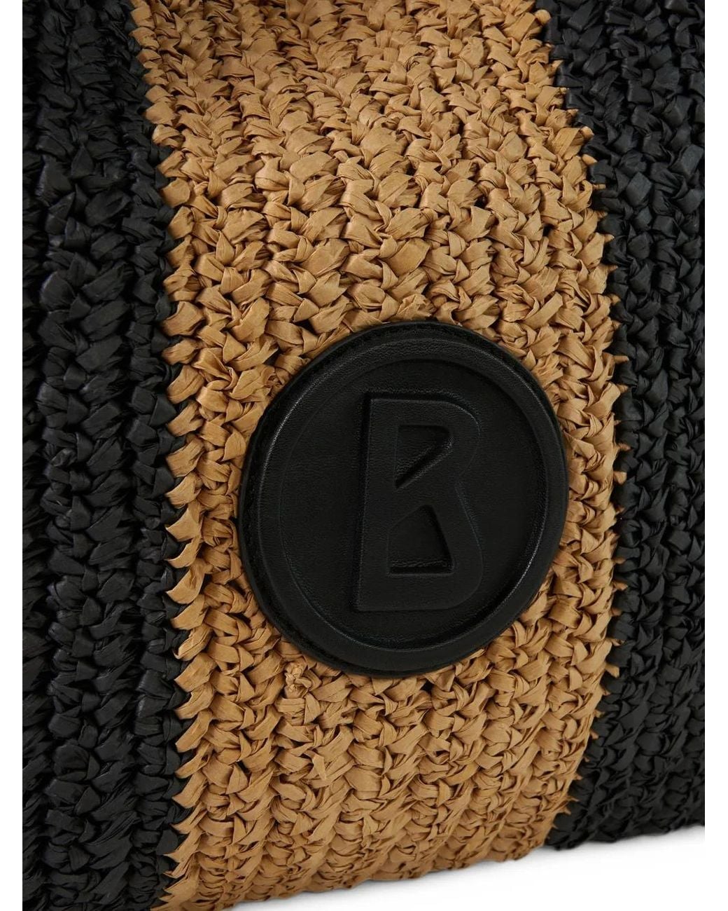 Bogner Black Agno Rory Striped Straw Tote Bag