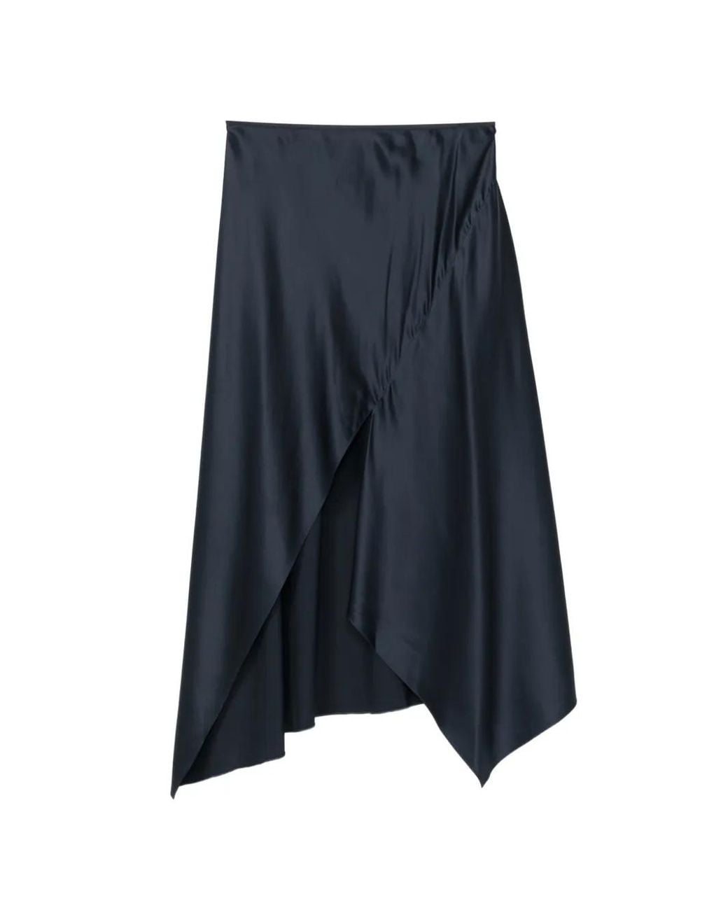 Helmut Lang Blue Asymmetric Gathered Skirt