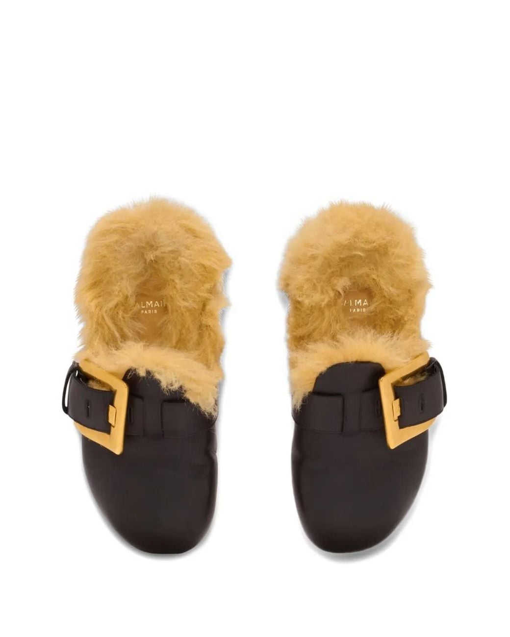 Balmain Brown Faux Fur Lined Mules