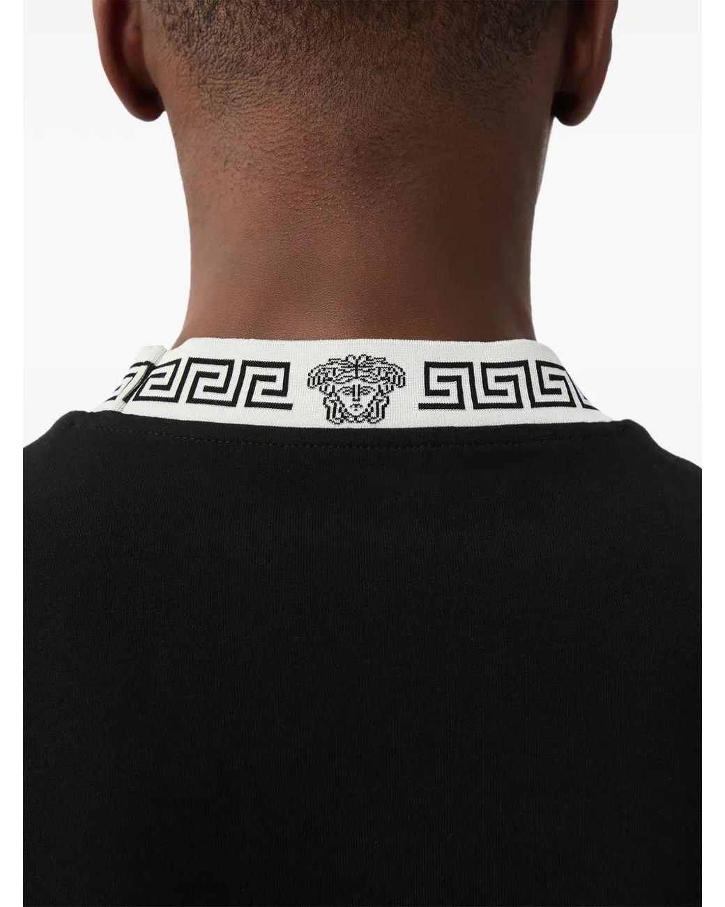 Camiseta De Algodón Stretch Versace de hombre de color Black