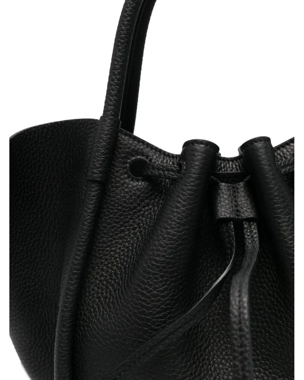 Proenza Schouler Black Small Leather Gathered Tote Bag With A Logo On The Front