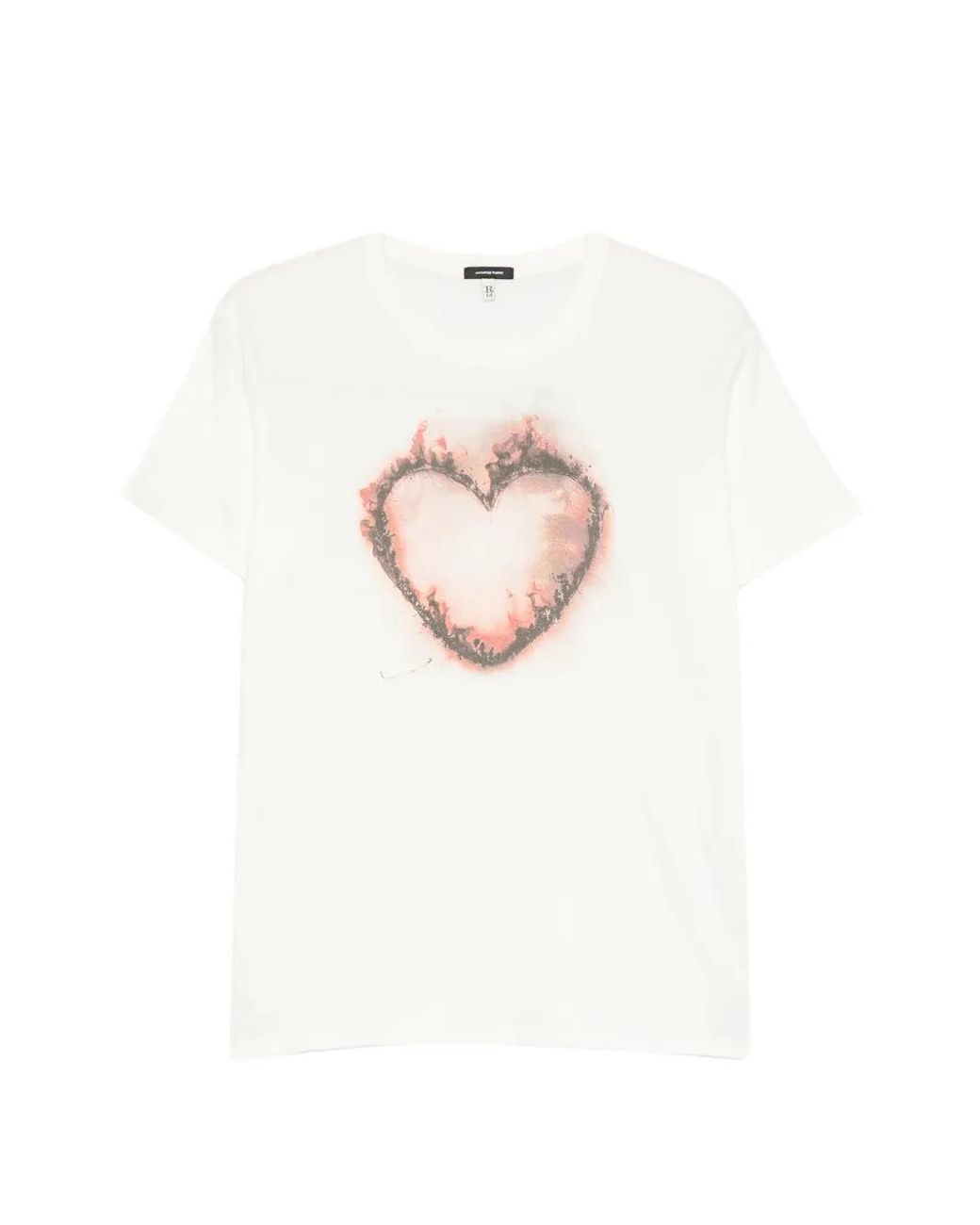 R13 White Heart-Print T-Shirt