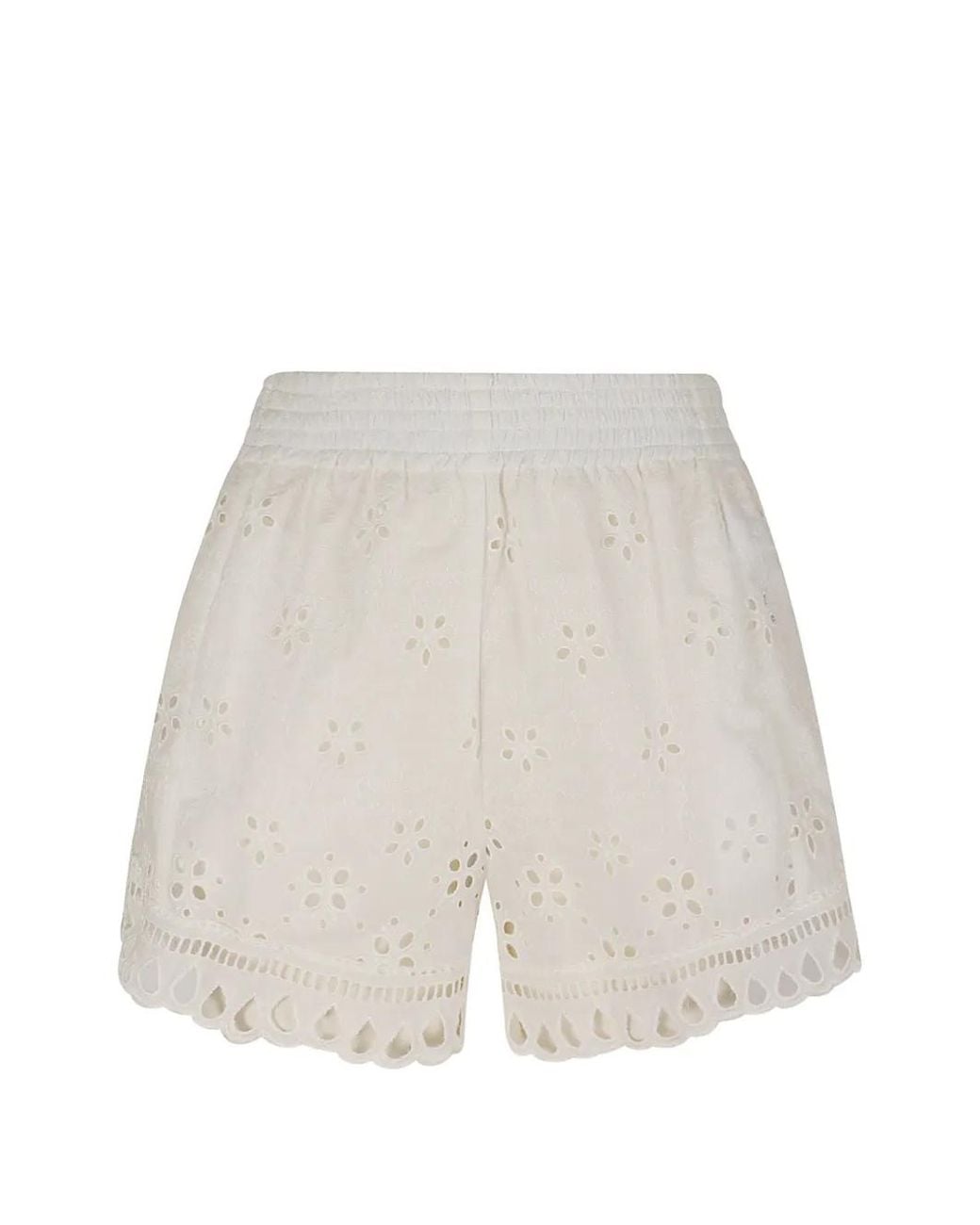 Ermanno Scervino White Short Festonné À Broderie Anglaise