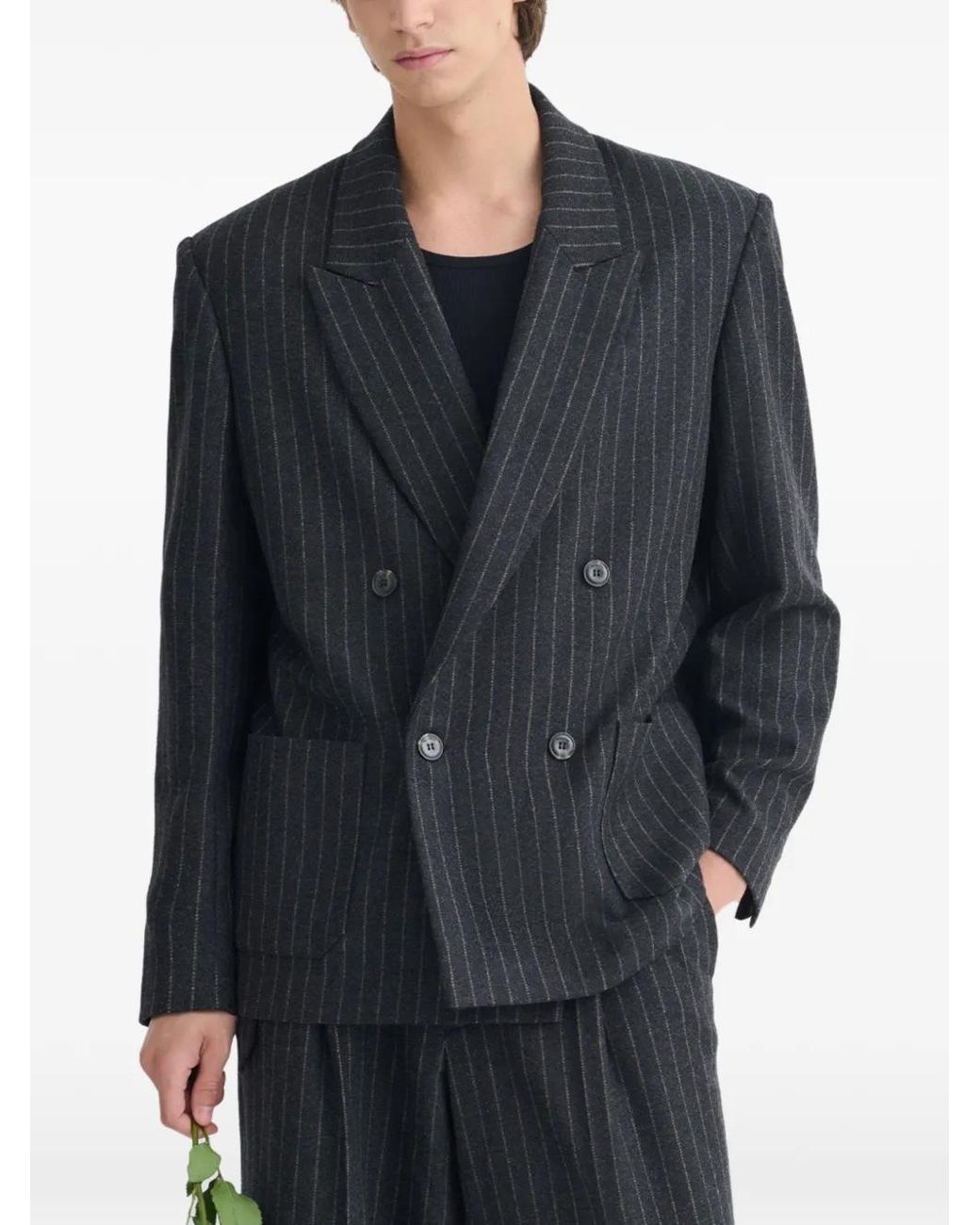 Nanushka Blue Anselm Pinstripe Double-Breasted Blazer for men