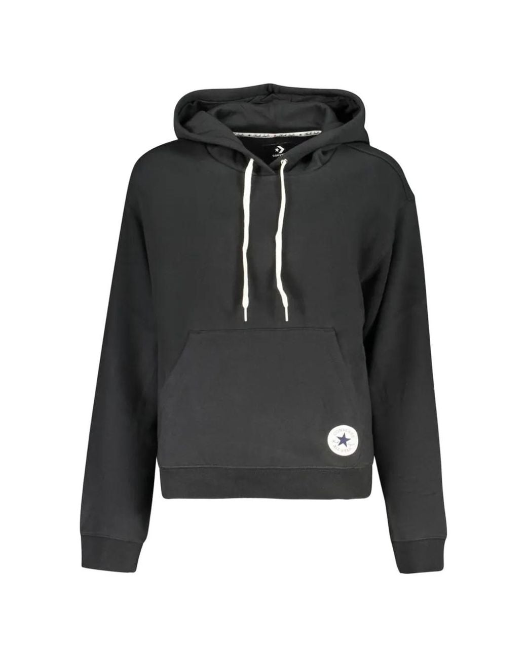 Converse Black Logo-Patch Drawstring Hoodie