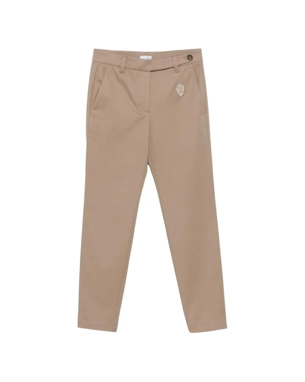 Brunello Cucinelli White Logo-Patch Tailored Trousers