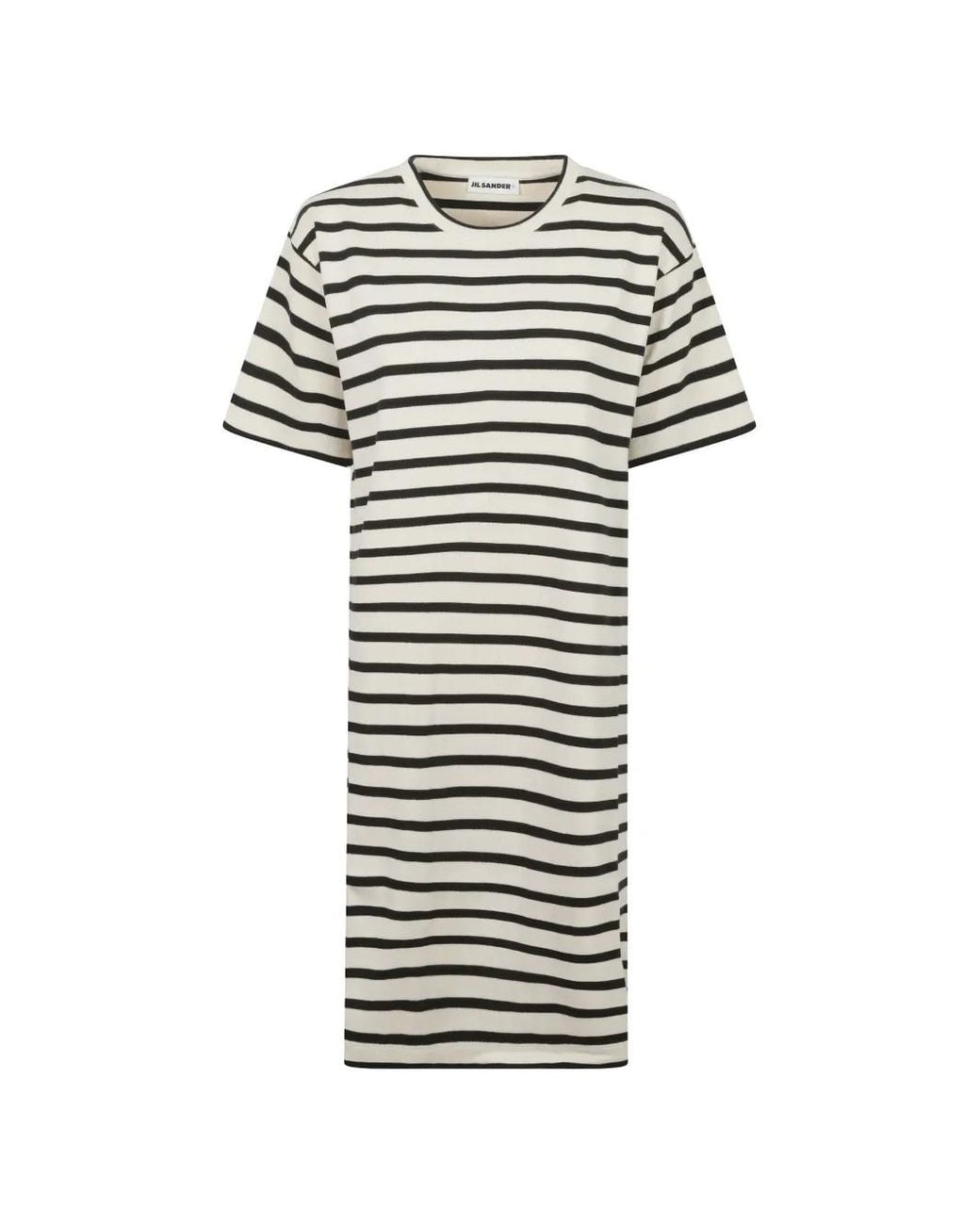 Jil Sander White Cotton Crew-Neck Dress