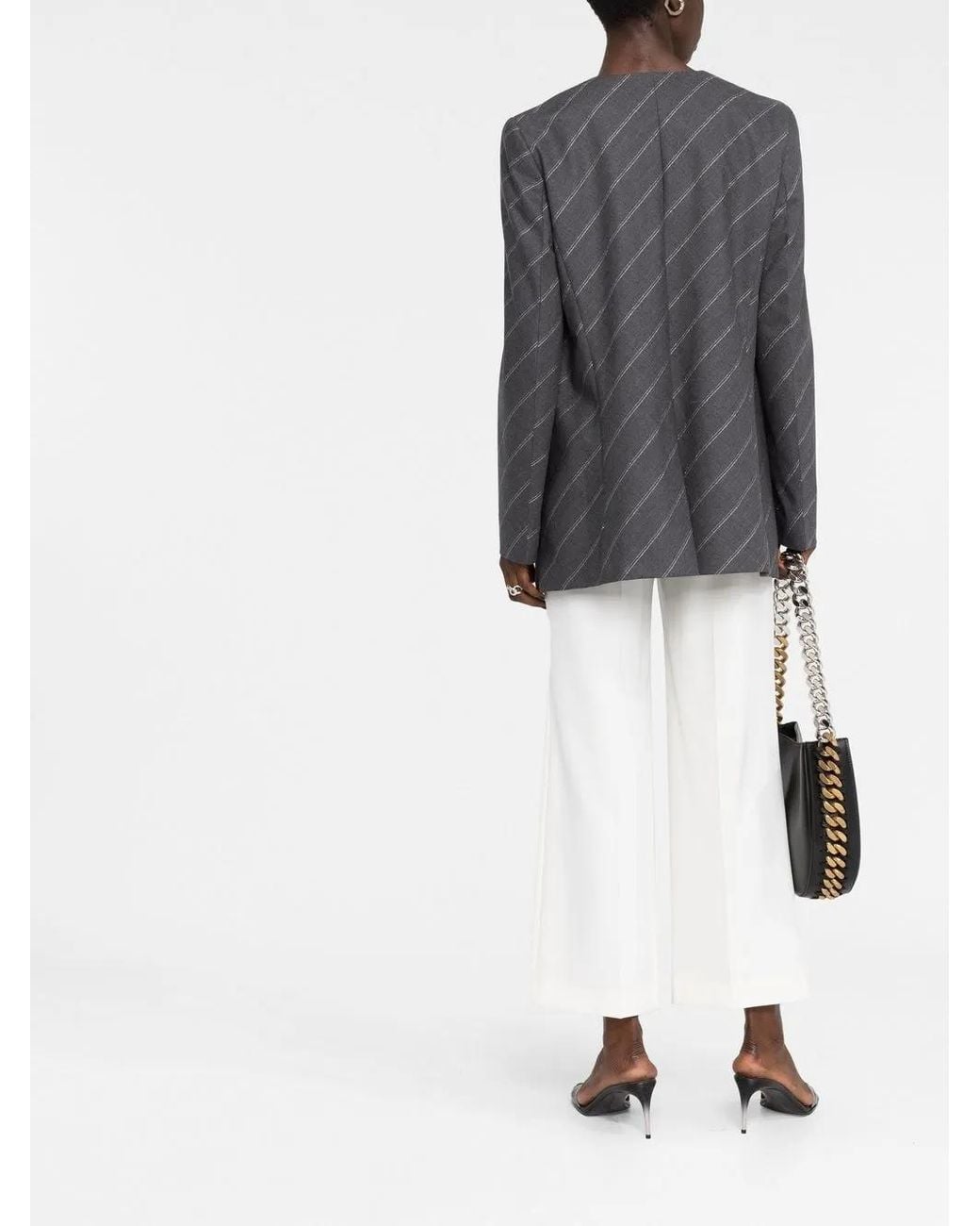 Stella McCartney Gray Pinstripe Single-Breasted Jacket