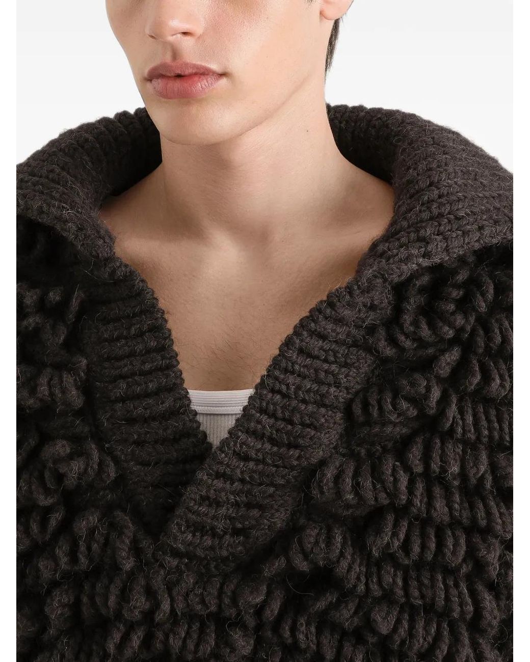 Dolce & Gabbana Black Fur-Effect Wool Pullover for men