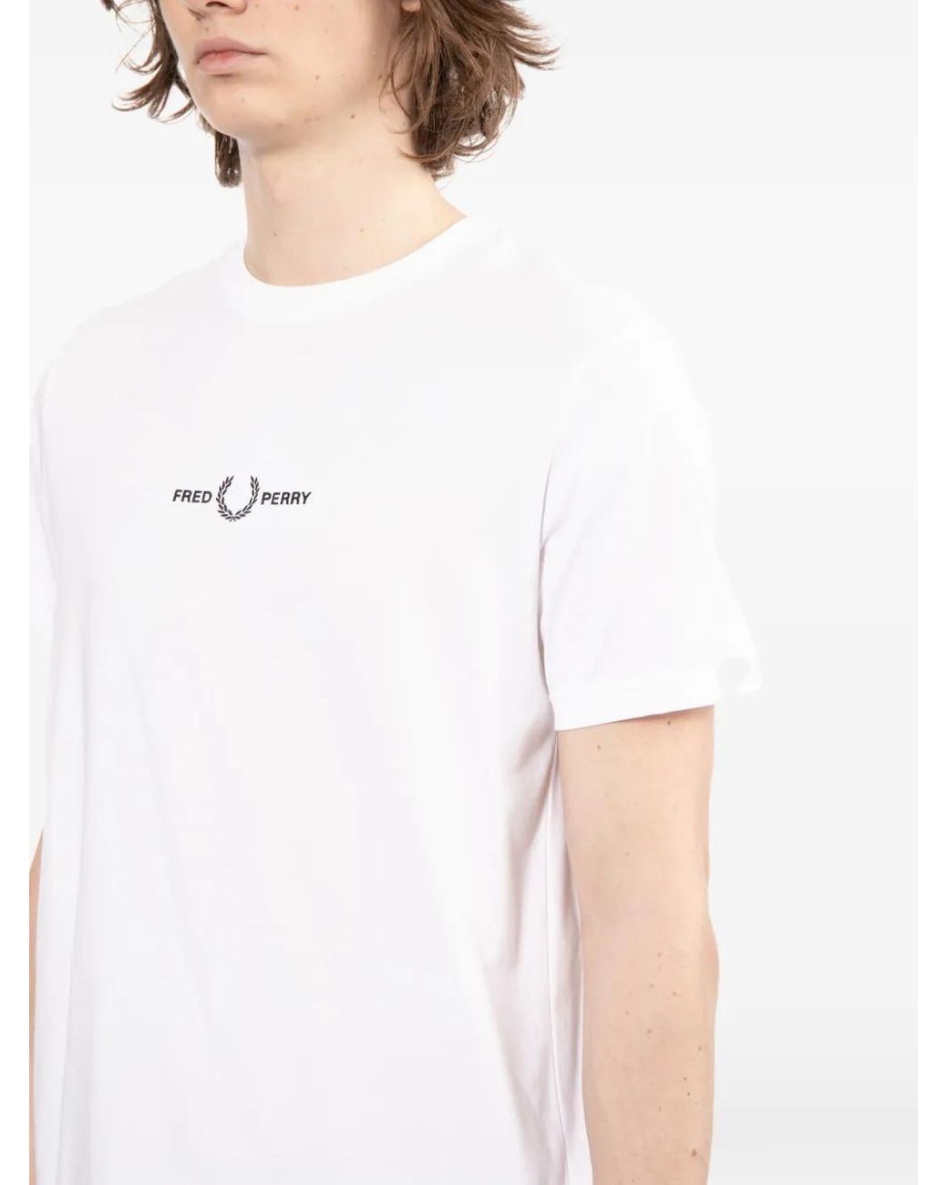 Fred Perry White Crew Neck T-Shirt for men