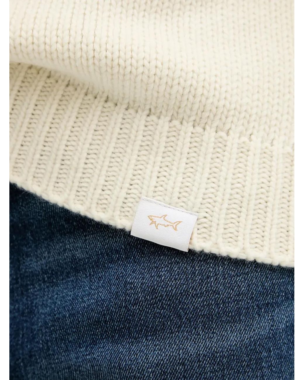 Paul & Shark White Ribbed Knit Sweater for men