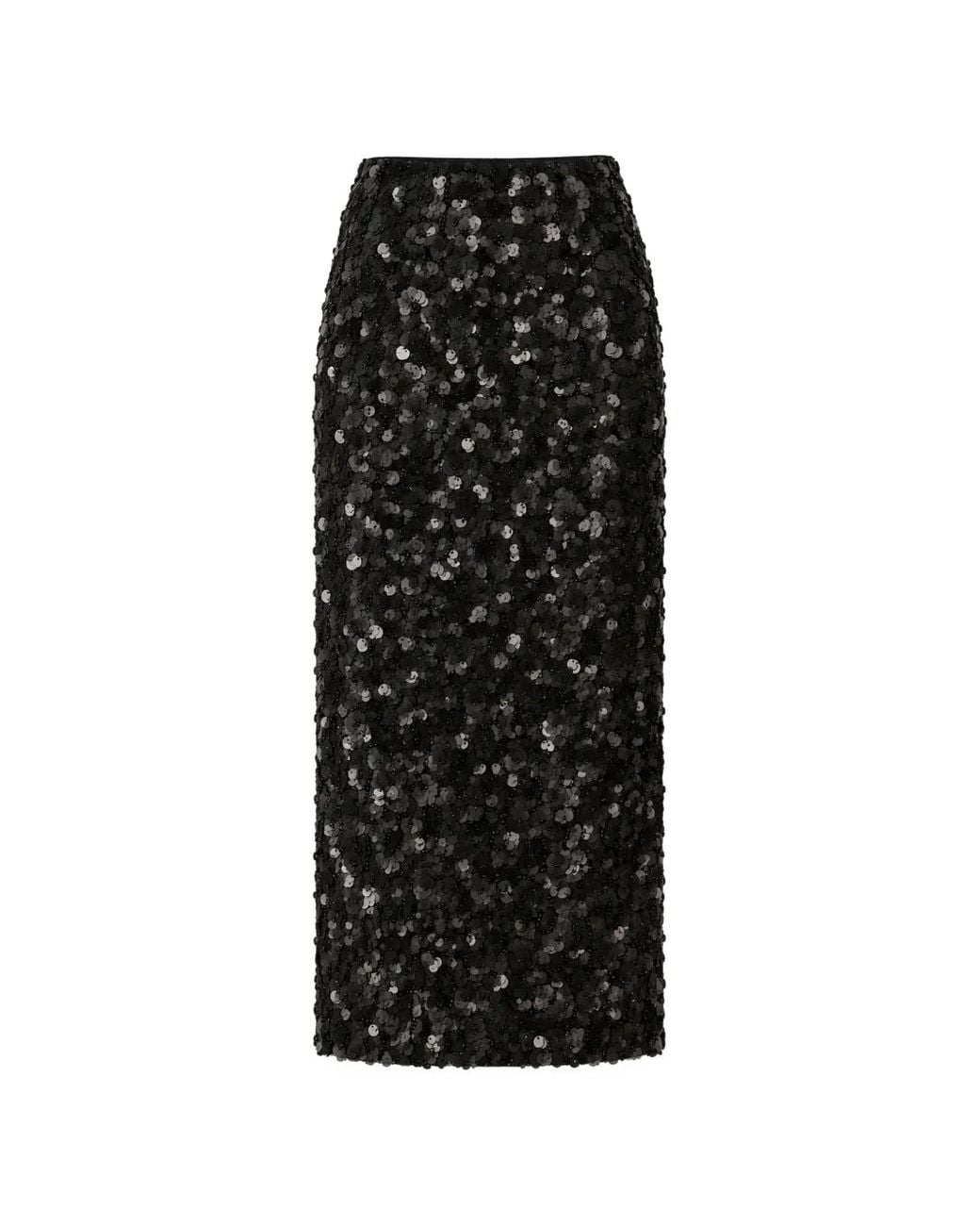 Herskind Black Sequin-Embellished Midi Skirt