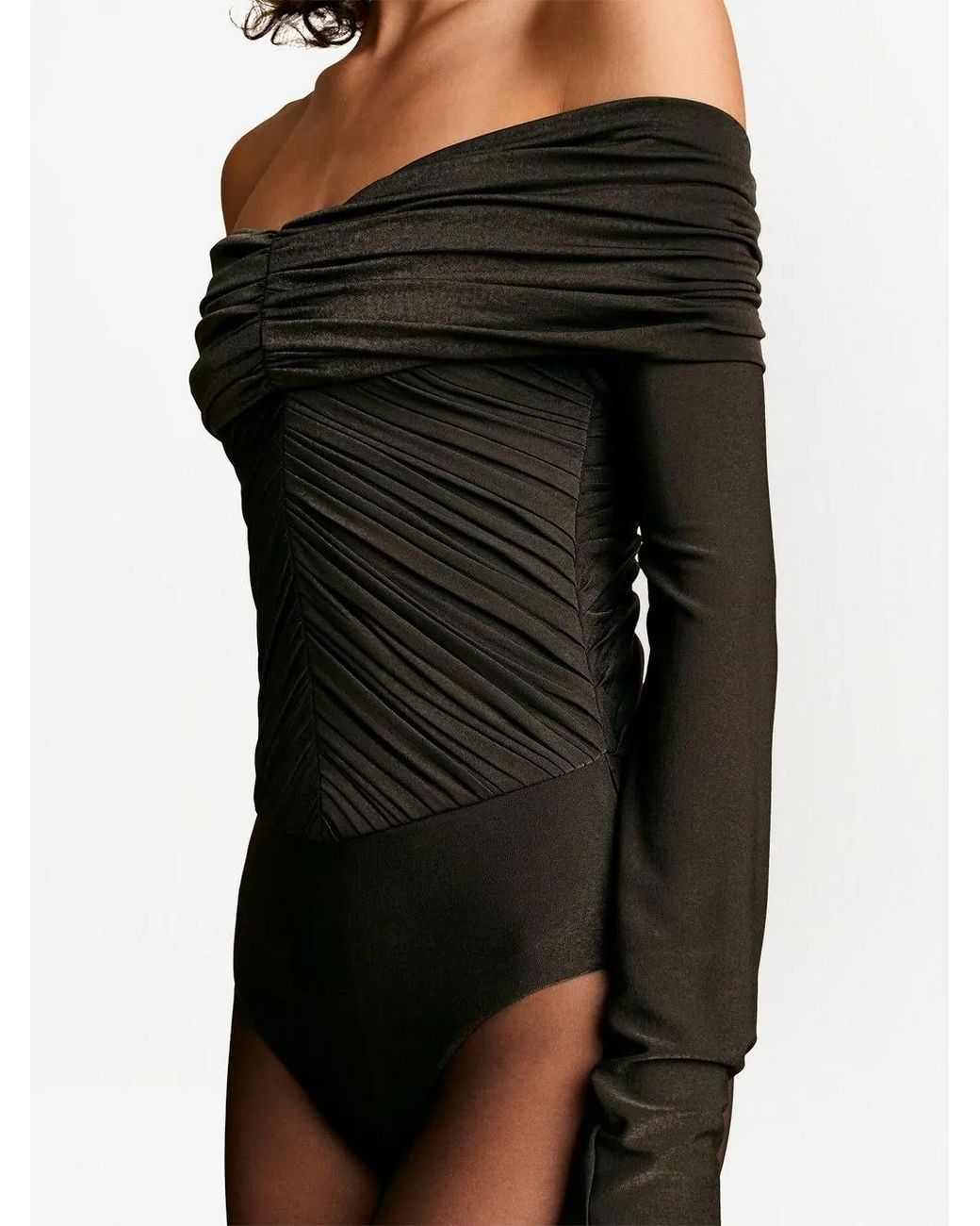 Khaite Gray The Panza Off-Shoulder Bodysuit