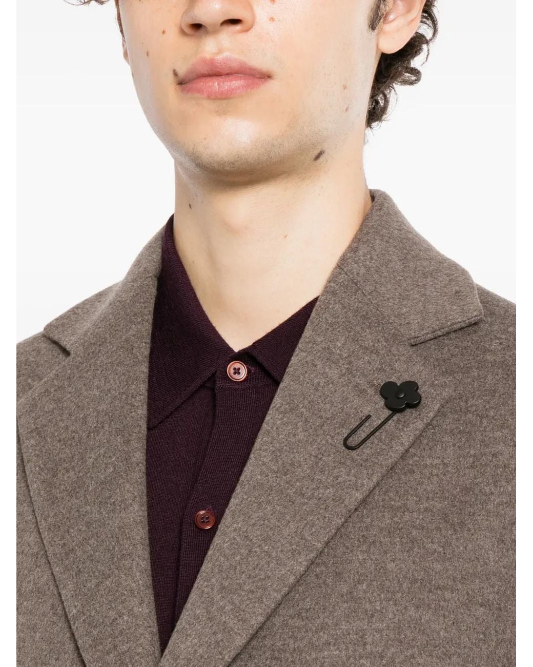 Lardini Brown Single-Breasted Notched-Lapels Coat for men