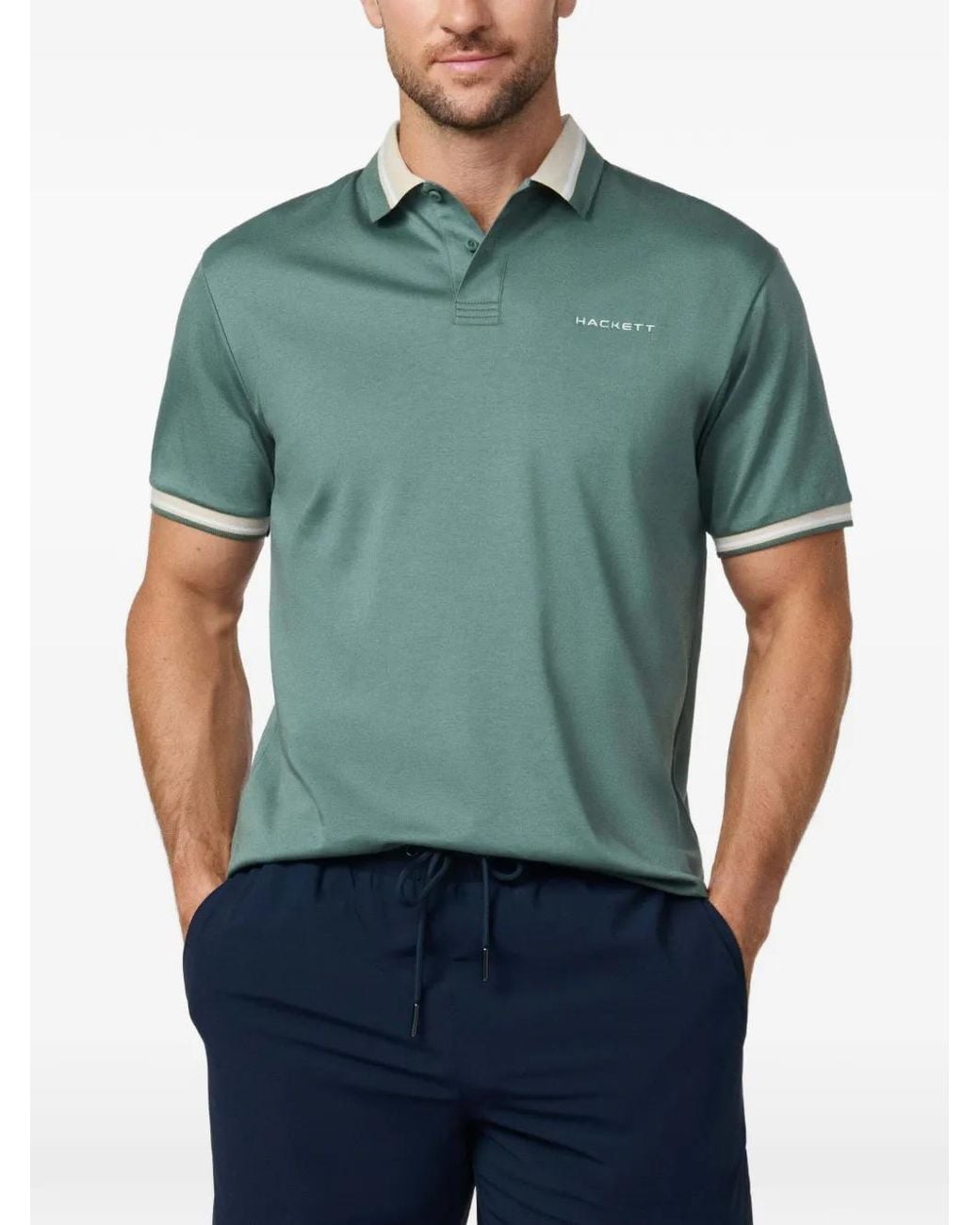 Hackett Green Hs Club Tipped-Trim Polo Shirt for men