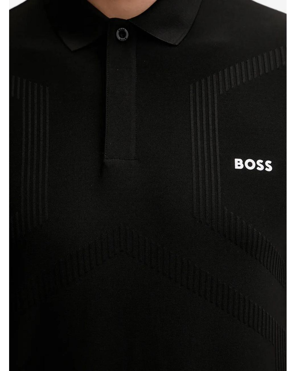 Boss Black Stripe-Detail Polo Shirt for men