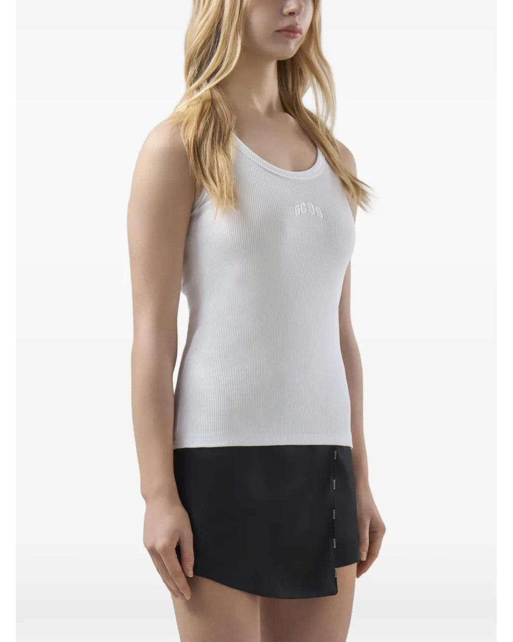 Gcds White Logo-Embroidery Tank Top