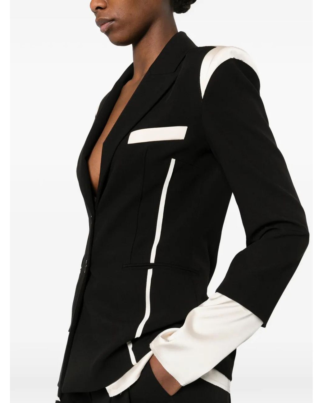 Patrizia Pepe Black Colour Block Slim Blazer