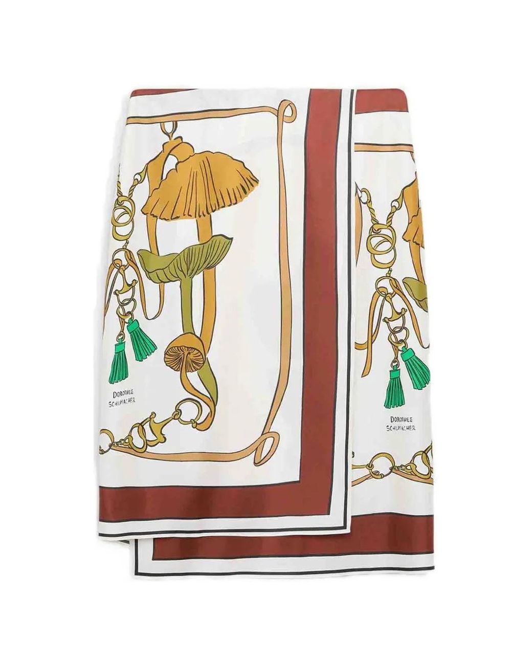 Dorothee Schumacher White Scarf-Print Wrap Midi Skirt