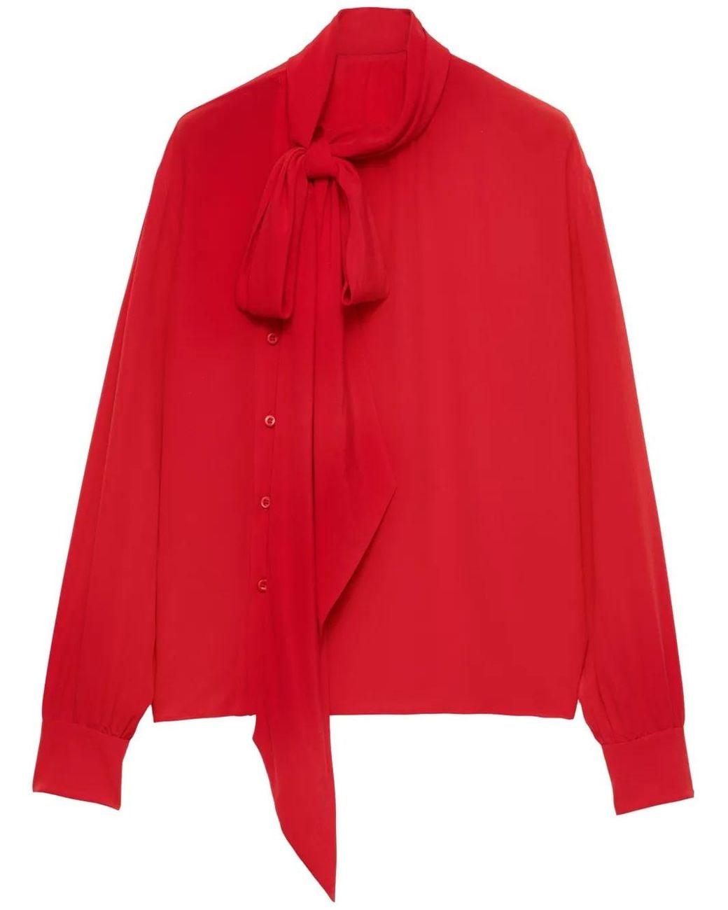 Prada Red Rote Seidenbluse Mit Schal