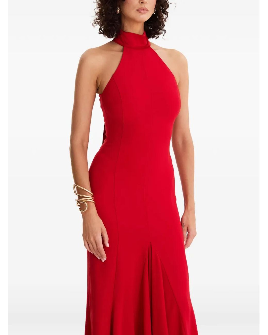 MOOS STUDIO Red Sweet Dreams Halterneck Bow-Detail Maxi Dress