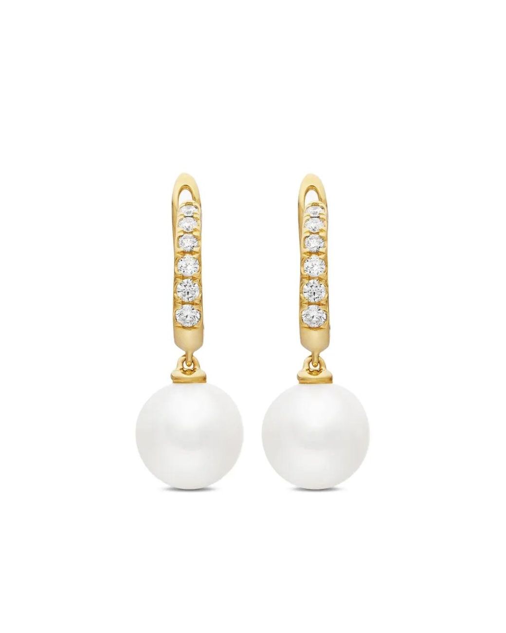 David Yurman White 18Kt Pearl Diamond Hoop Earrings (15.6Mm)