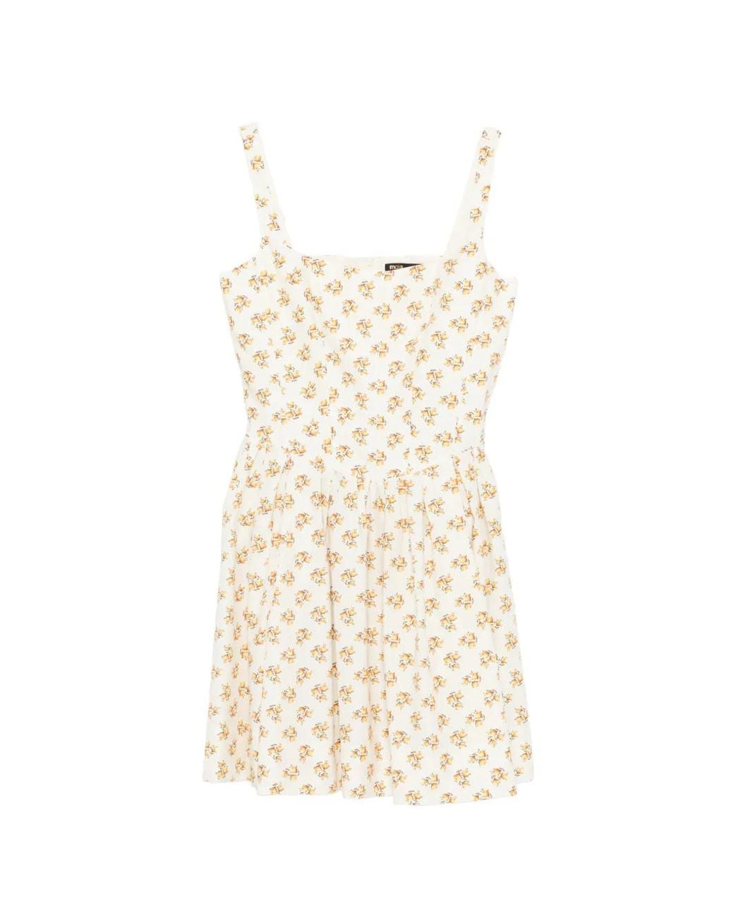 Maje White Short Flared Patterned Dress
