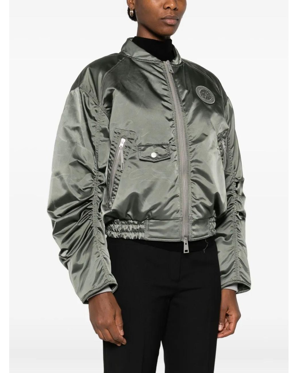 Canada Goose Gray Jade Zip-Up Bomber Jacket
