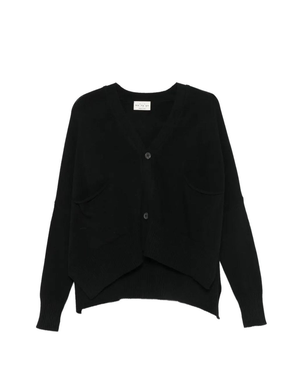 Ma'ry'ya Black V-Neck Buttoned Cardigan