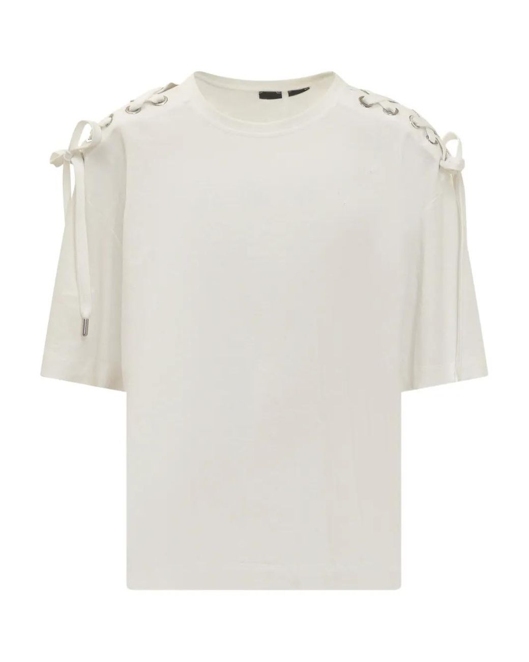 Pinko White Eyelet-Detail T-Shirt
