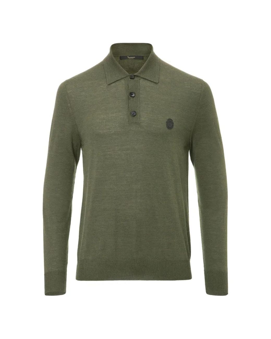 Billionaire Green Chance Logo-Patch Long-Sleeve Polo Shirt for men