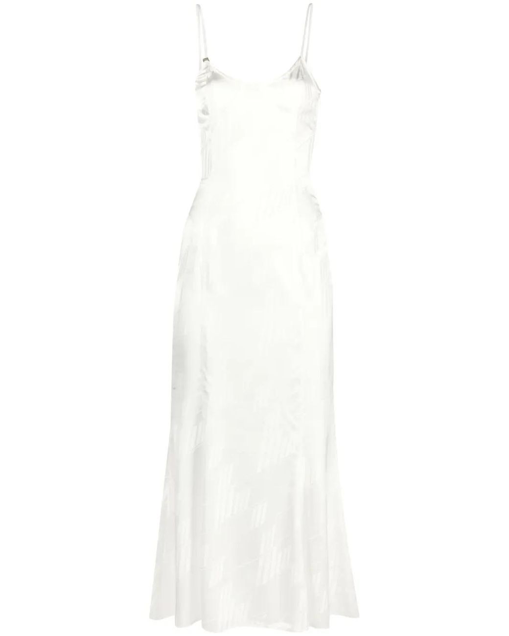 The Attico White Logo-Jacquard Satin Midi Dress