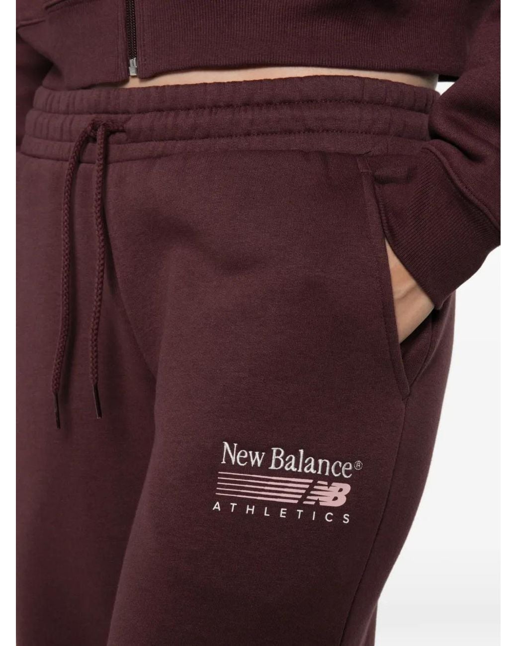 New Balance Purple Logo-Print Drawstring Track Pants