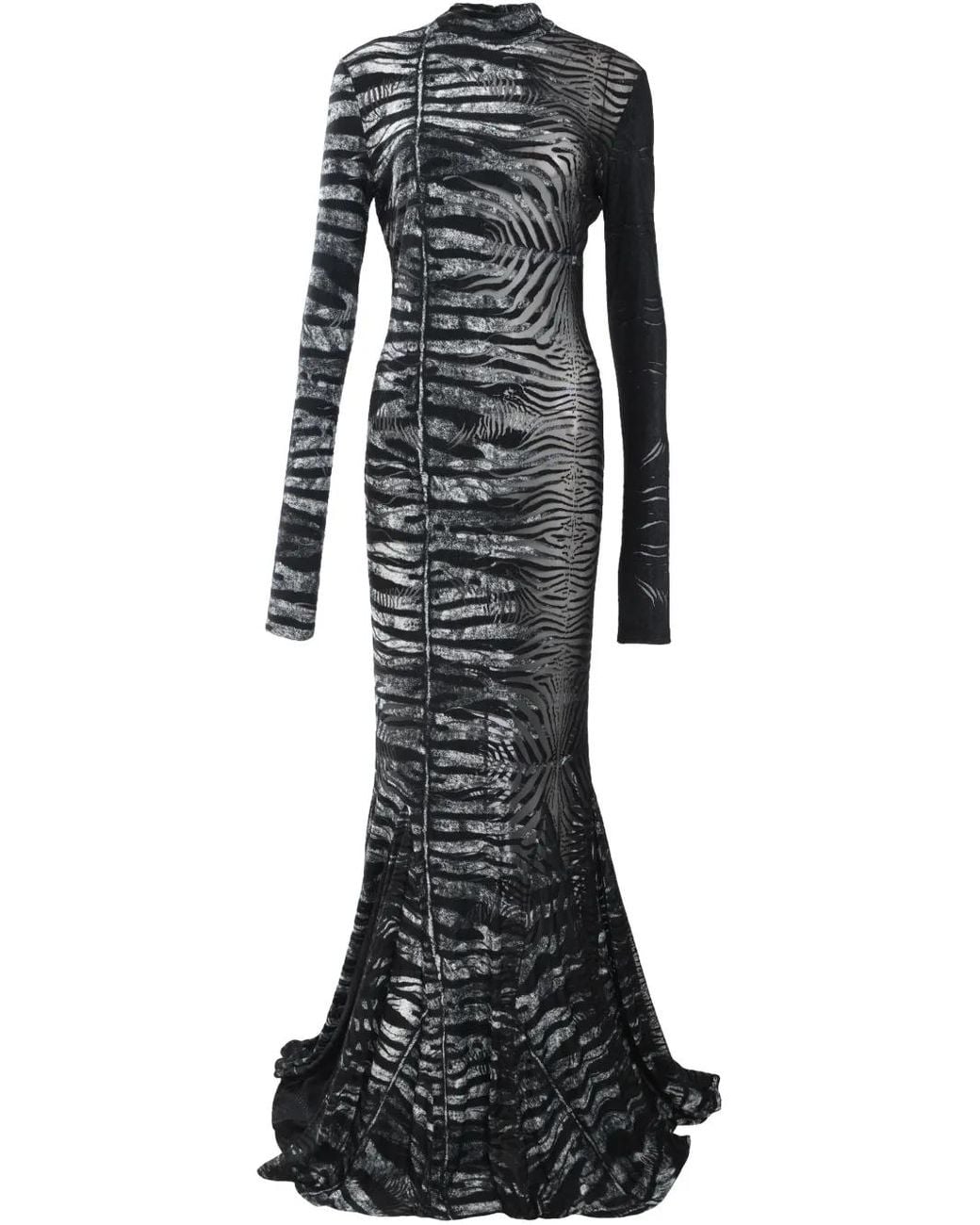 Roberto Cavalli Black Zebra-Print Maxi Dress