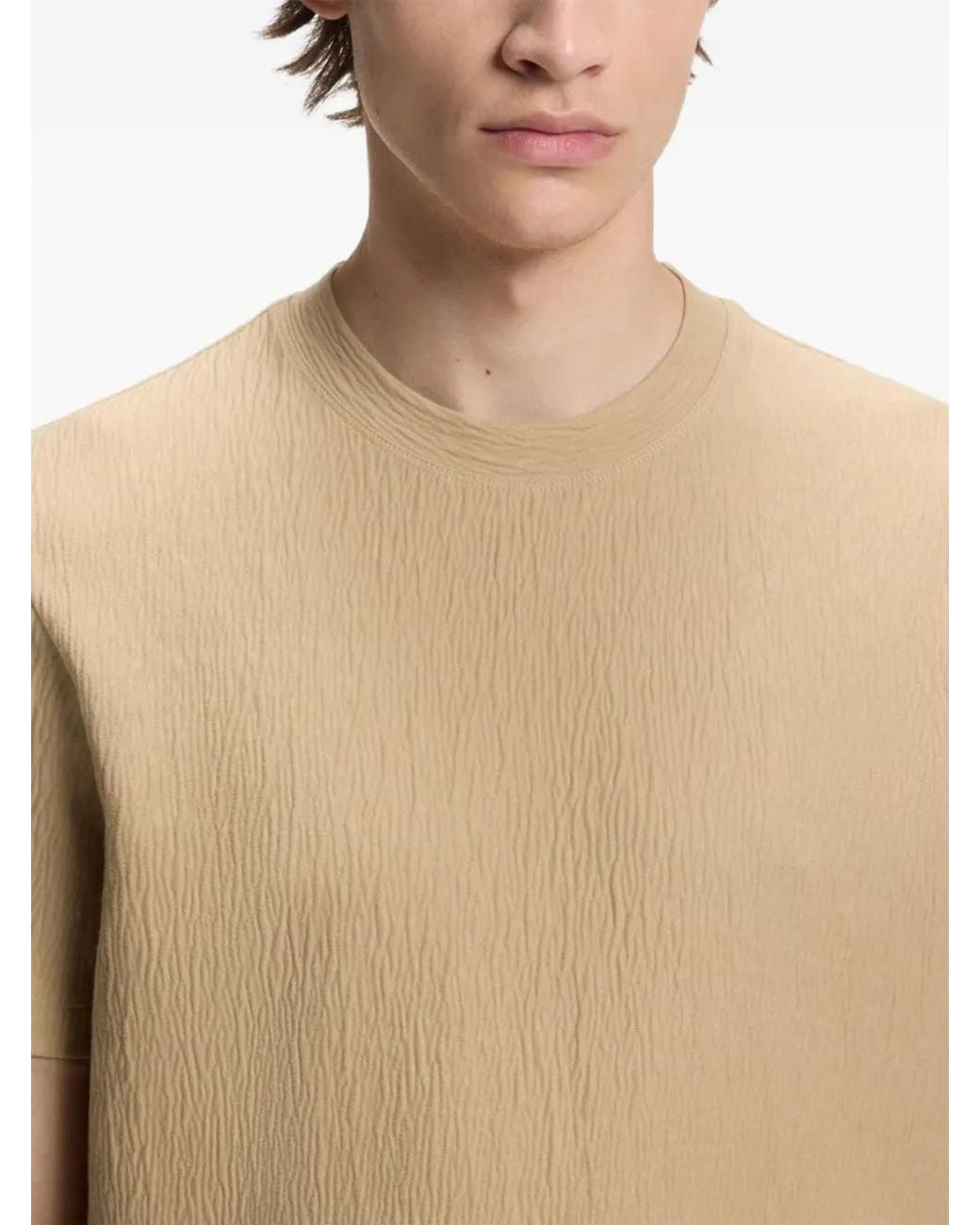 HUGO Natural Cotton-Blend T-Shirt With Creased Effect for men