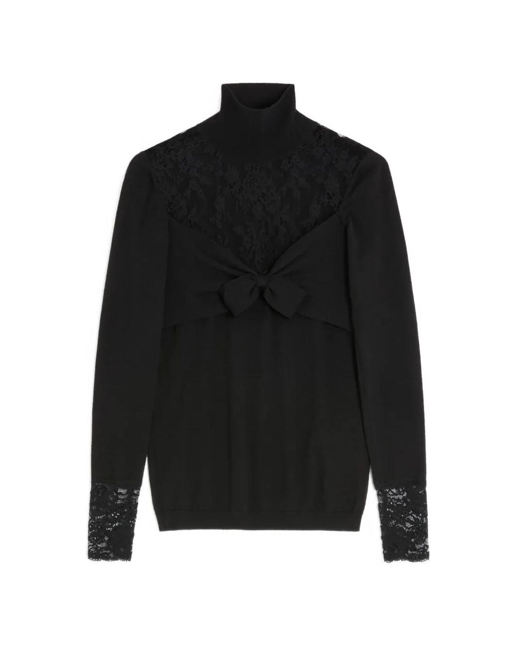 Valentino Garavani Black Wool Jumper With Lace