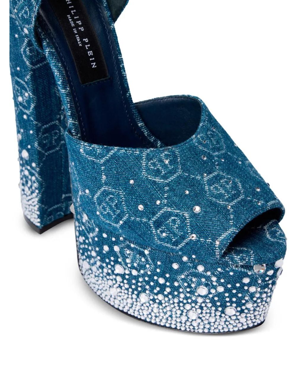 Philipp Plein Blue Plateau-Sandalen Mit Strass