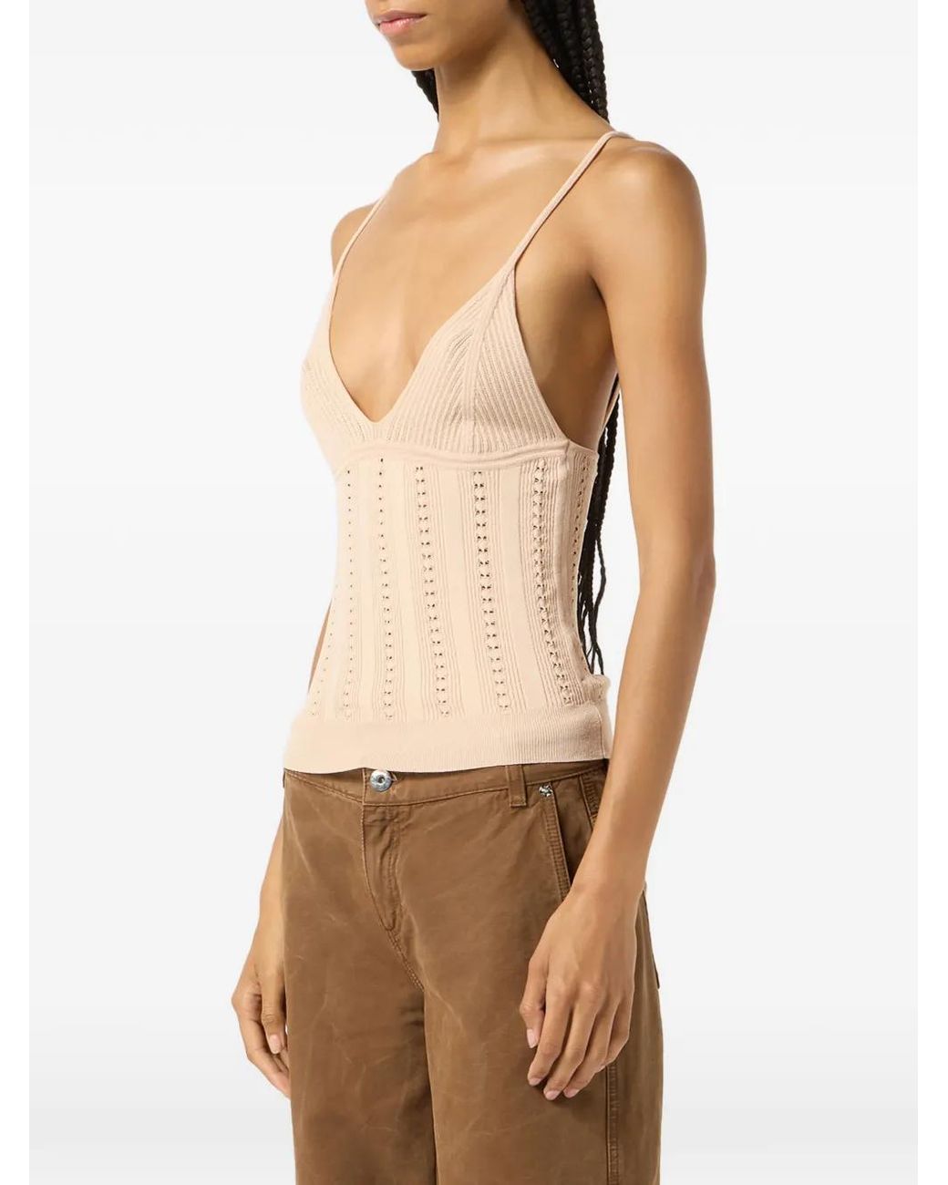 Blumarine White Haut En Maille À Col V