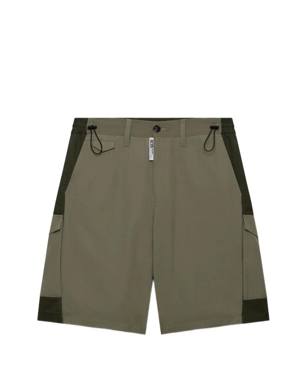 Gcds Green Colour-Block Drawstring Cargo Shorts for men