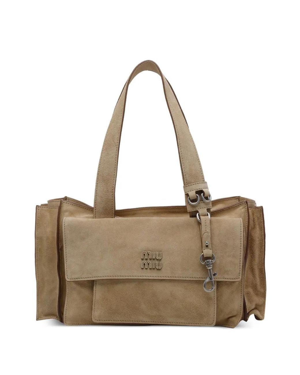 Miu Miu Natural Suede Utilitaire Shoulder Bag