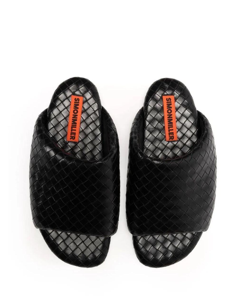 Simon Miller Black Woven-Design Bubble Slides