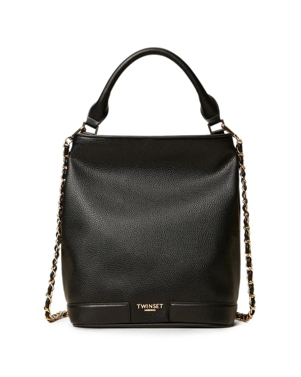 Twinset Black Bucket Bag With Logo