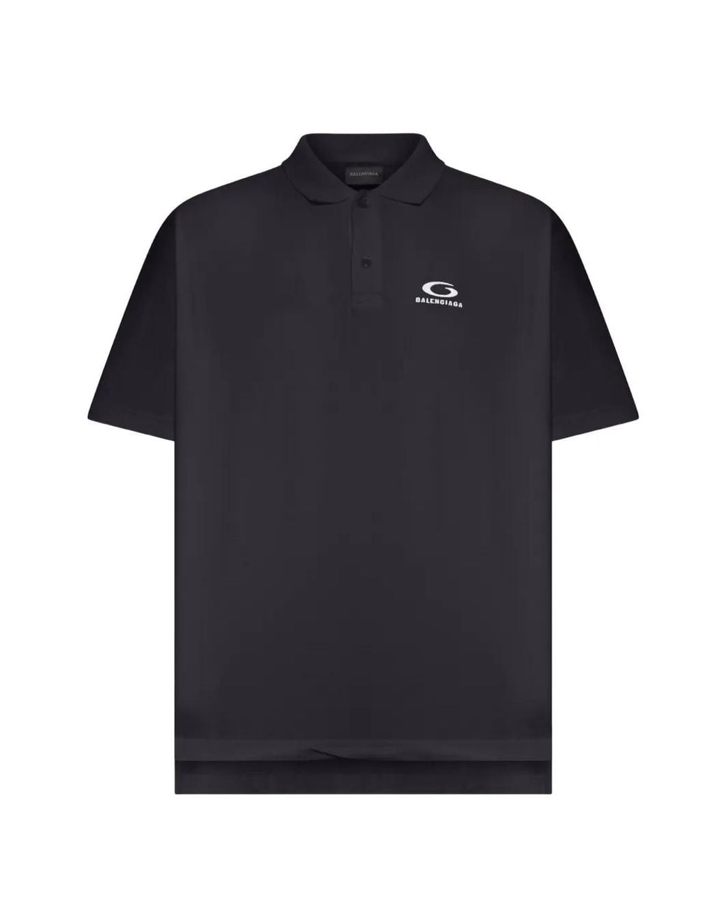Balenciaga Black Polo Shirt With Embroidered Logo for men