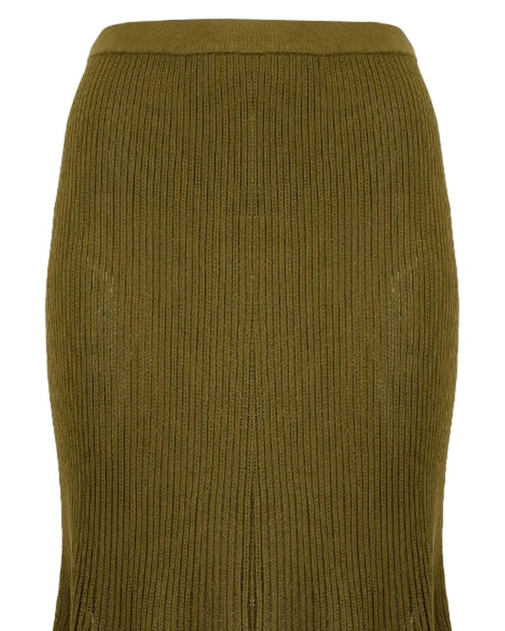 Ulla Johnson Green Jupe Vera À Coupe Mi-Longue