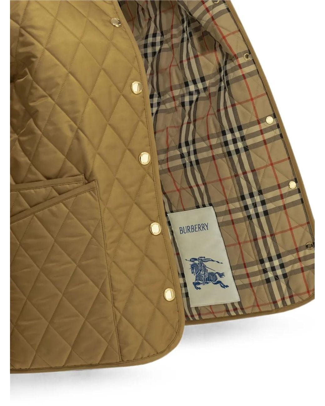 Burberry Green Veste Matelassée À Col En Velours Côtelé